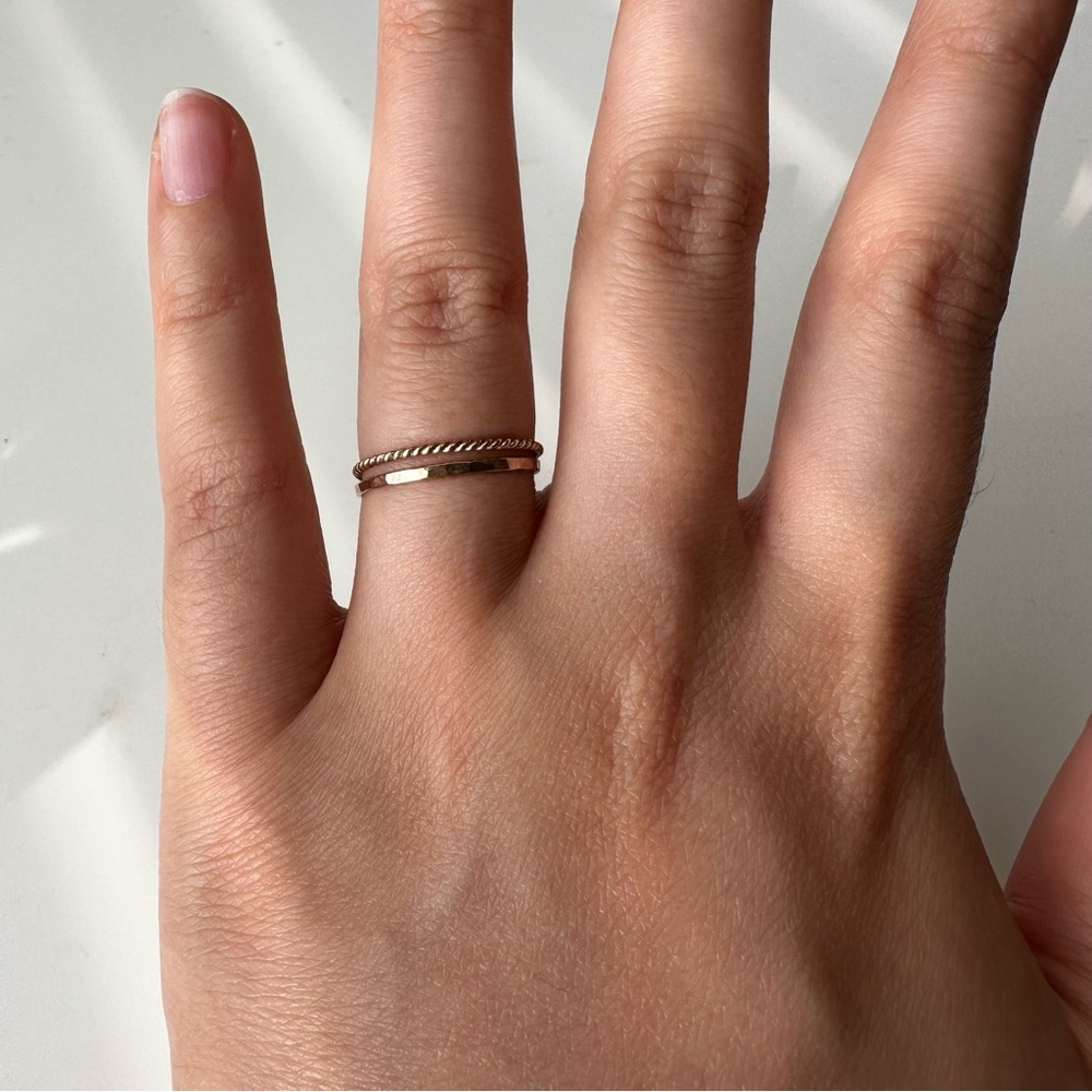 14k Gold filled textured stacking ring set